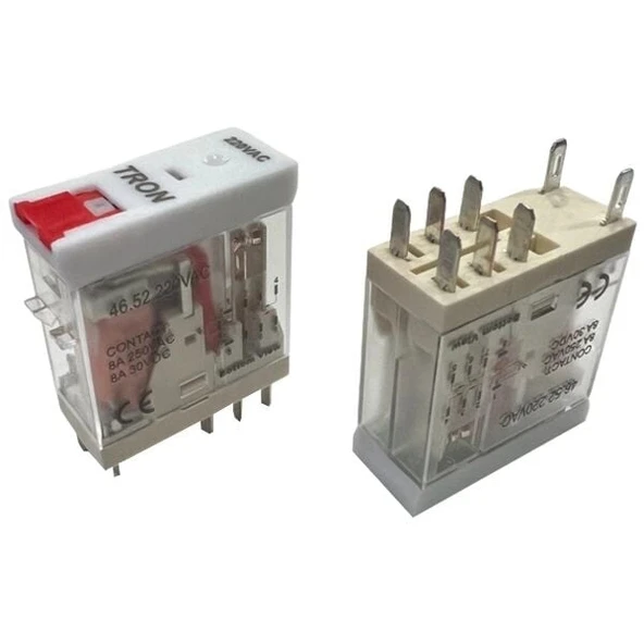 TRON 220v AC 8 Pinli Röle 2 Açık 2 Kapalı Kontaklı 8 Amper (Bobin 220 Volt 8 Kalın Soket Ayaklı Role) ürün görseli 1