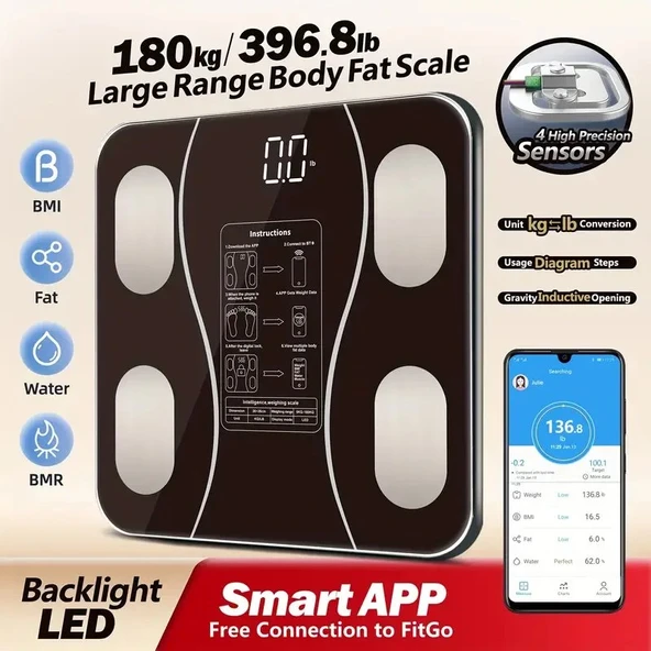 Siyah Akıllı Dijital Baskül FS-550 GO53/00591 ürün görseli 1