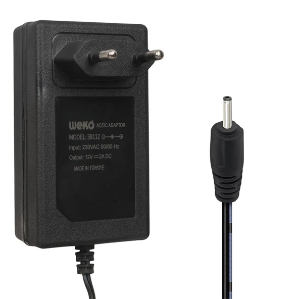 Weko WK-38112 Yerli Üretim 12 Volt - 2 Amper 2.5*0.7 Mm Uçlu Priz Tipi Adaptör ürün görseli 1