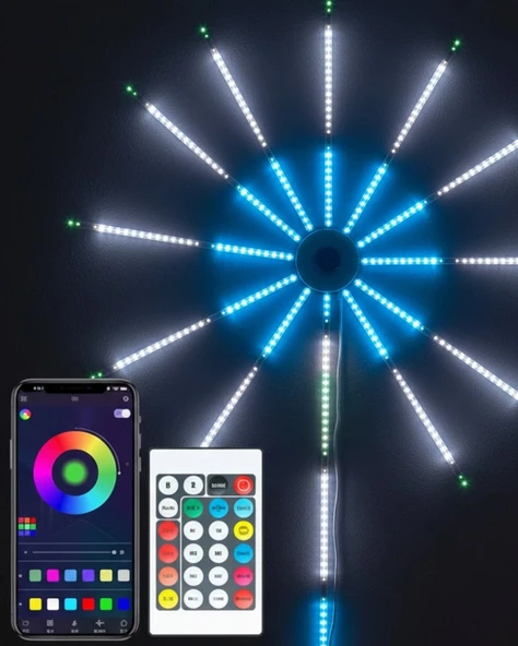 RGB LED Duvar Dekoru Sökülebilir Kollu Havai Fişek Işık Sistemi P191605S2484 ürün görseli 1