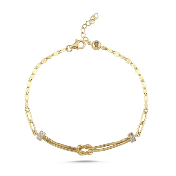 Düğüm Detaylı Modern Altın Bileklik 17-20 cm ürün görseli 1