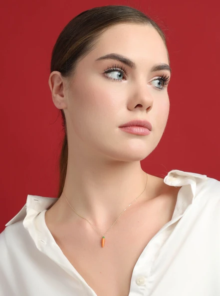Havuç Altın Kolye 43 cm ürün görseli 1