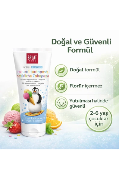 SPLAT Meyveli Dondurma Tadında 2-6 Yaş Çocuk Diş Macunu 50 ml ürün görseli 1