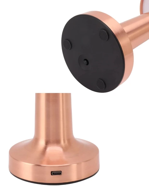 Kablosuz Dokunmatik Masa Lambası 3 Işık Modlu USB Şarjlı Bronz - Resim 4