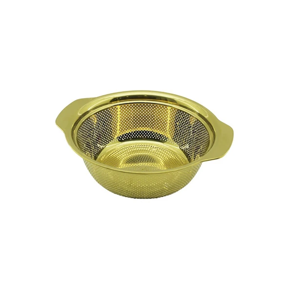 23CM   GOLD  PASLANMAZ METAL  SEPET  SÜZGEÇ  KENDİNDEN KULPLU GO53/01385 ürün görseli 1