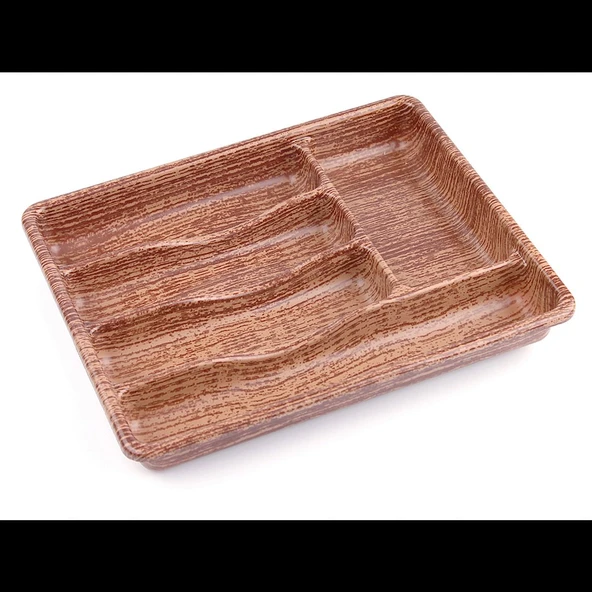 AHŞAP RENK - 5 BÖLMELİ ÇEKMECE İÇİ KAŞIKLIK 36X29CM GO53/01449 ürün görseli 1