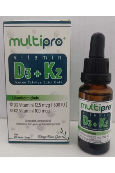 MULTİPRO D3+k2 20 Ml. Damla (12,5 Mcg Kolekalsiferol +100 Mcg Menaquinon 7) ürün görseli 1