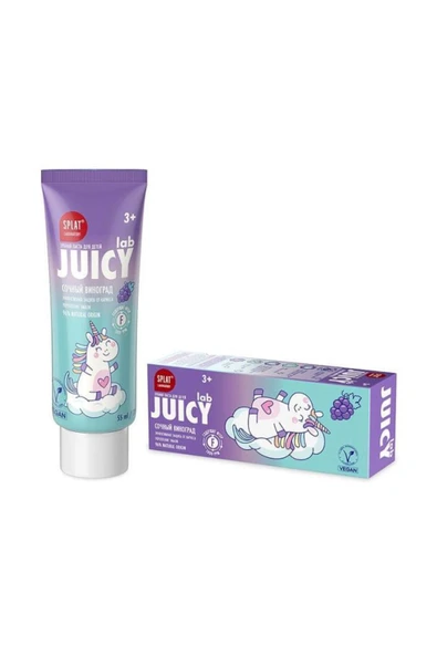SPLAT Juıcy Lab +3 Yaş Üzümlü Çocuk Diş Macunu Renkli Simli Çürük Önleyici Doğal Macun ürün görseli 1
