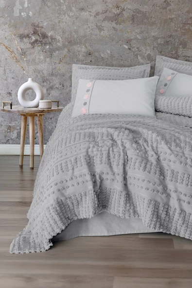 Cotton Box Limi Yatak Örtülü Nevresim Takımı Siva Gri ürün görseli 1