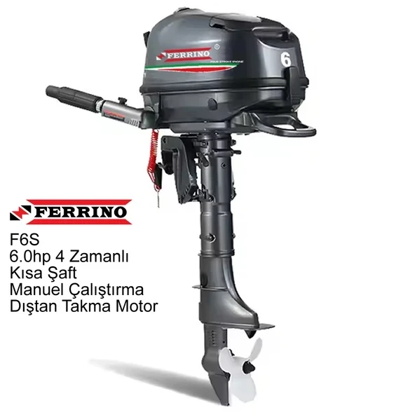 Ferrino 6 Hp 4T Dıştan Takma Motor (Model:F6BMS) Kısa Şaft Manuel ürün görseli 1