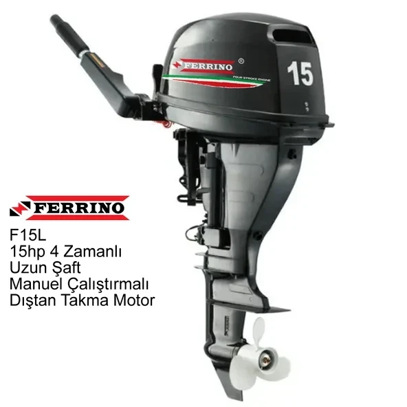 Ferrino 15 Hp 4T Dıştan Takma Motor (Model:F15BWL-R) Uzun Şaft Manuel ürün görseli 1