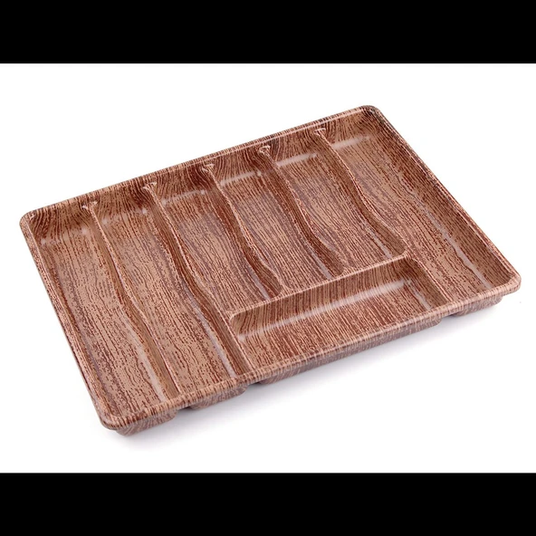 BÜYÜK - AHŞAP RENK - 7 BÖLMELİ ÇEKMECE İÇİ KAŞIKLIK 50X37CM GO53/01452 ürün görseli 1