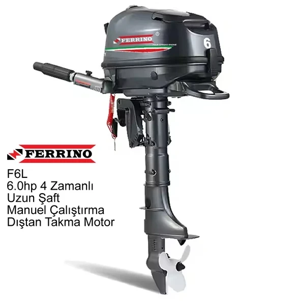 Ferrino 6 Hp 4T Dıştan Takma Motor (Model:F6BML) Uzun Şaft Manuel ürün görseli 1