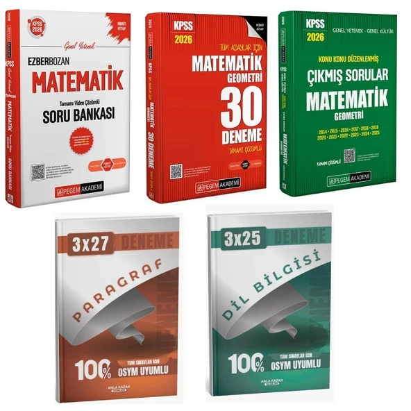 Pegem 2026 KPSS Ezberbozan Matematik Soru Bankası + KPSS Matematik Deneme + KPSS Matematik Konu Konu Çıkmış Sorular Seti ürün görseli 1