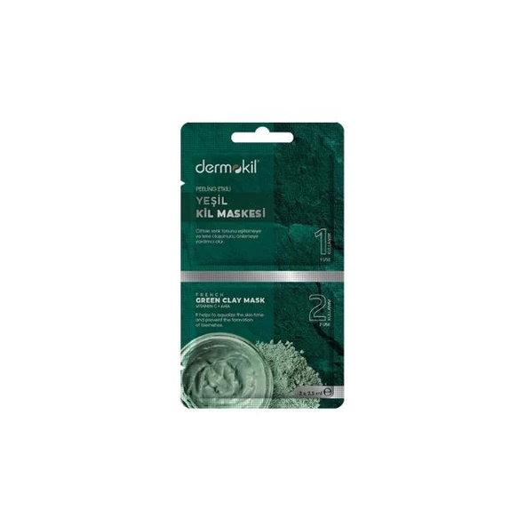 Dermokil Peeling Etkili Yeşil Kil Maskesi 2 x 7.5 ml ürün görseli 1