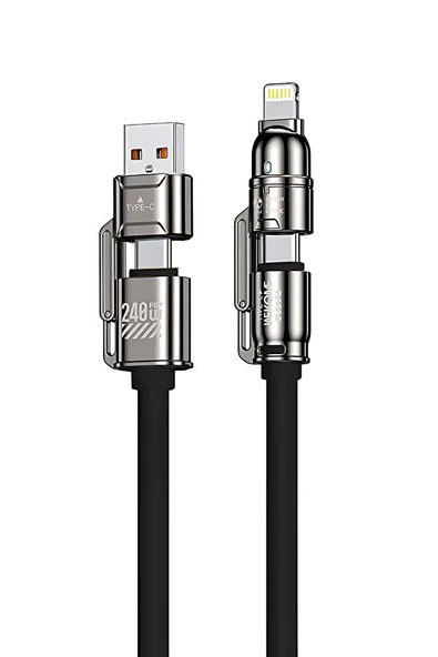 4in1 PD 240 Watt Type-C/30 Watt iPhone Metal Uçlu 1 Metre Macbook Tablet Telefon Şarj Data Kablosu ürün görseli 1