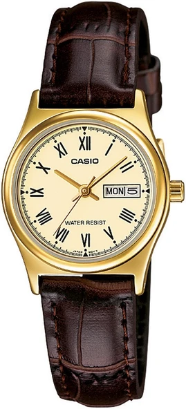 CASIO LTP-V006GL-9BUDF KAHVERENGİ DERİ KORDON ROMA RAKAMLI KADIN KOL SAATİ ürün görseli 1