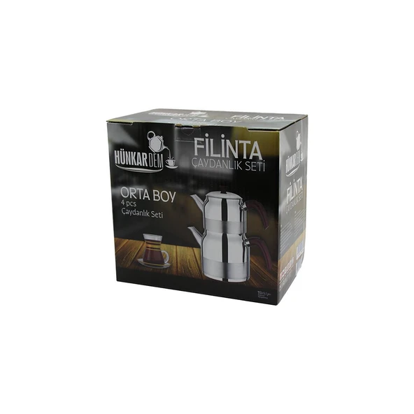 FİLİNTA ORTA BOY ÇELİK ÇAYDANLIK SETİ ÇİFT KAPAKLI RENKLİ BAKALİT KULP ÜST DEMLİK: 1.25LT - ALT SULUK: 2.25LT KENDİNDEN SÜZGEÇLİ GO53/01777 ürün görseli 1