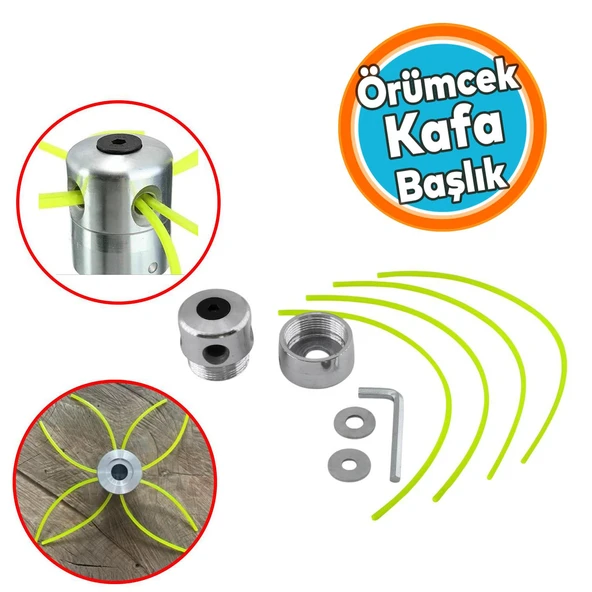 Motorlu Tırpan Çim Biçme Örümcek Kafa Misina İpi Yedeği Tan Tırpan Uyumlu Metal Aluminyum ürün görseli 1