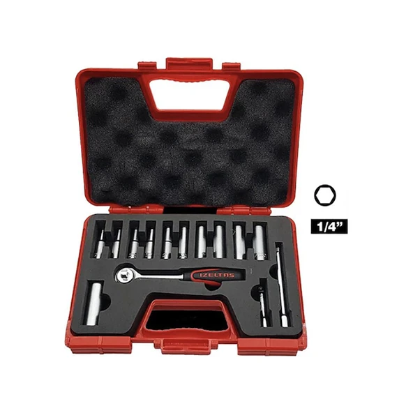 İzeltaş 1107 1/4" Derin Lokma Anahtar Takımı 14 Parça - 1107006014 ürün görseli 1
