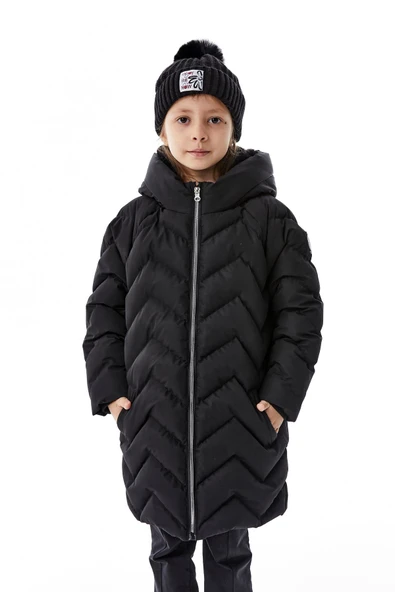 Kız Çocuk Kapüşonlu Kışlık Şişme Mont 51353 ürün görseli 1