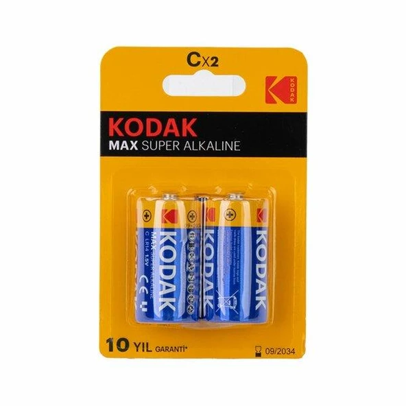 KODAK PİL ORTA ALKALİN MAX SÜPER 2 Lİ CAT 30952836 ST1 2834 ürün görseli 1