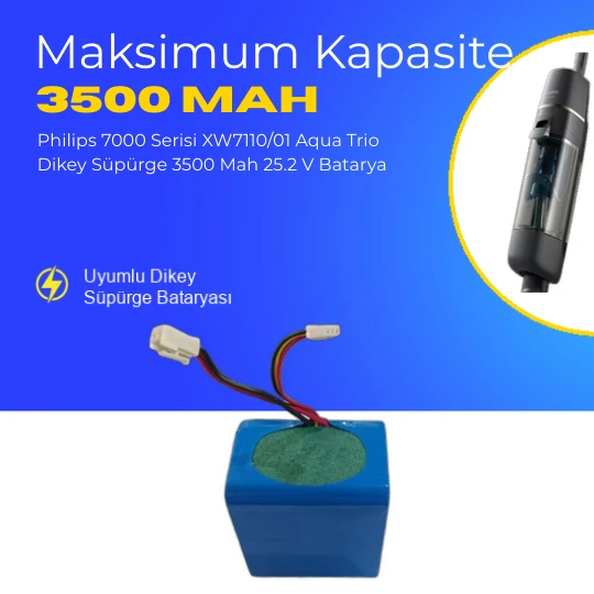 Philips 7000 Serisi XW7110/01 Aqua Trio Dikey Süpürge 3500 Mah 25.2 V Batarya – Orjinal Uyumlu Uzun Ömürlü, Maksimum Performans Pil ürün görseli 1