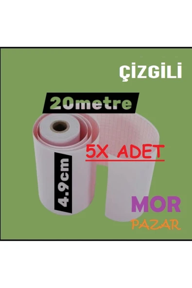 4,9 CM X 20 M EKG KAGIDI 20 METRE 5 RULO ÇİZGİLİ ürün görseli 1