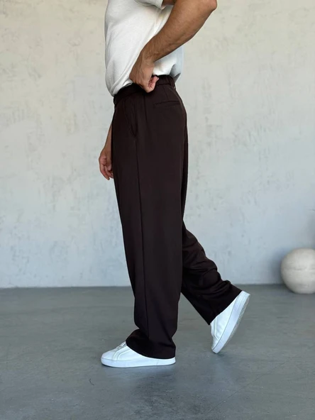 Pileli Kumaş Baggy Pantolon - Resim 4