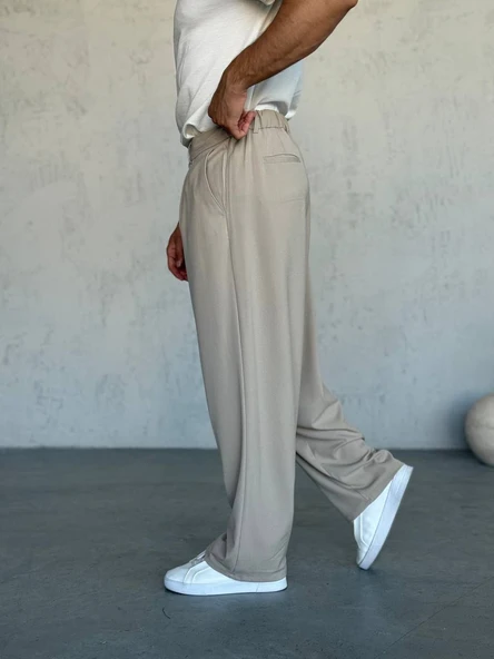Pileli Kumaş Baggy Pantolon - Resim 2