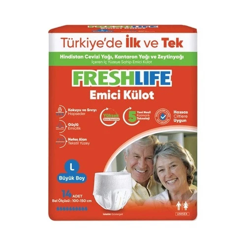 FRESHLİFE EMİCİ KÜLOT L BOY 14 LÜ  ÖLÇÜ:100-150CM ürün görseli 1