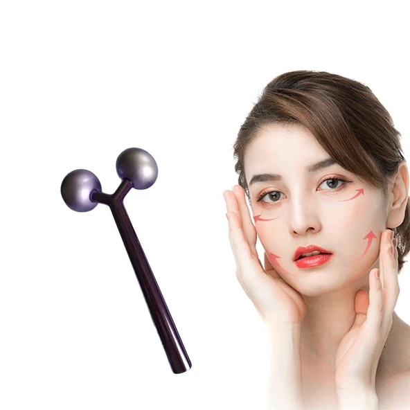 Metal Yüz Masaj Aleti Face Yoga Guasha 3D Roller Graston Aparatı Siyah Renk ürün görseli 1