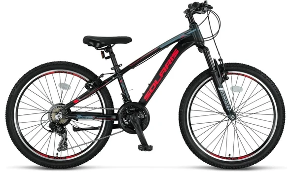 ÜMİT 2450 SOLARIS ERKEK DAĞ BİSİKLETİ 304H V 24 JANT 21 VİTES BLACK RED ürün görseli 1