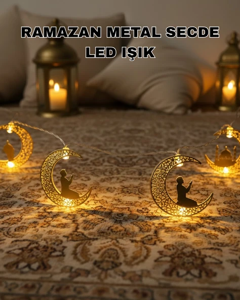 Ramazan Ay Işığı Secde Eden Adam Silüetli LED Peri Işığı ürün görseli 1