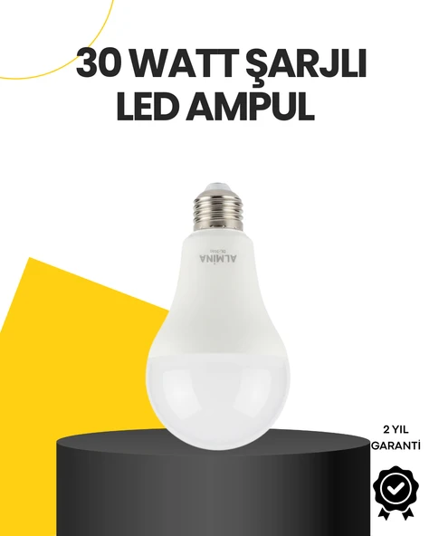 Yüksek Işık Güçlü Şarjlı LED Ampul E27 30W Enerji Tasarruflu ürün görseli 1