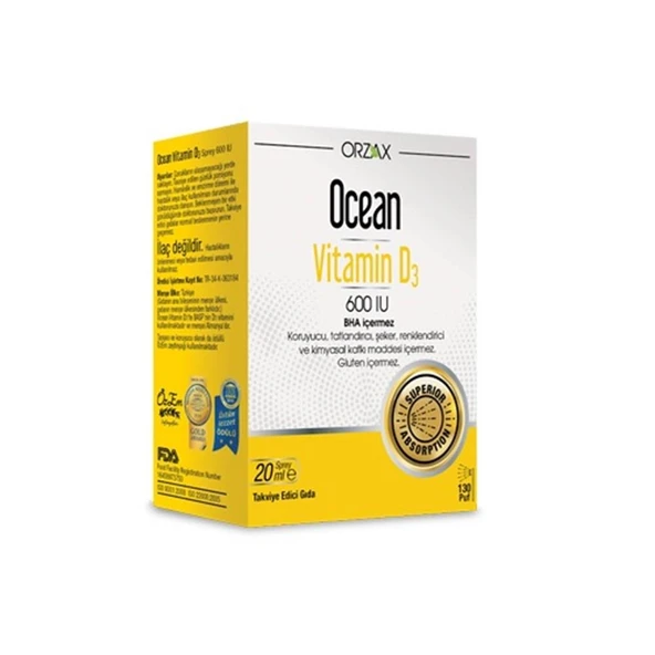 Ocean Vitamin D3 600 IU Oral Sprey 20 ml ürün görseli 1