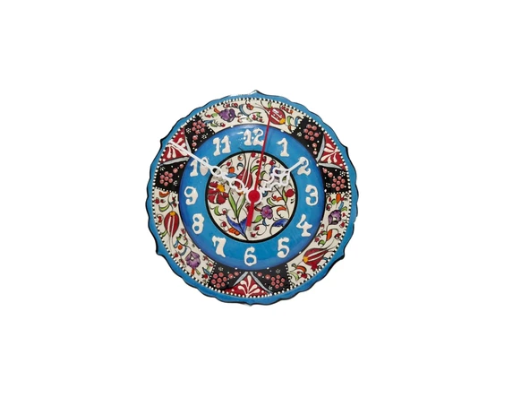 Çini Boyama Kabartma Duvar Saat 18cm - Çini Saat ürün görseli 1