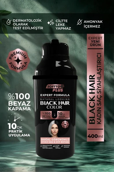 Softto Plus Expert Woman Black Hair Color Siyah Kadınlara Doğal Görünüm 400ml ürün görseli 1