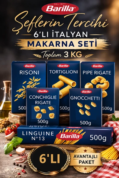 Barilla Şeflerin Tercihi 6’lı Makarna Seti 3 KG Avantaj Paketi ürün görseli 1