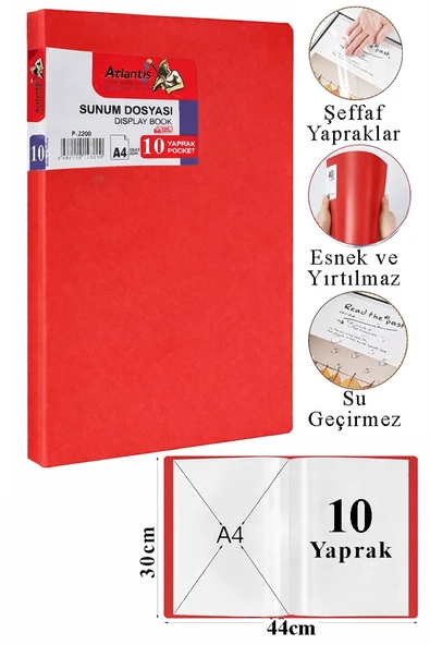 Sunum Dosyası 10 lu 1 Paket Poşet Dosyalı Katalog Dosyası 10 Poşetli Kendinden Dosya Plastik Kapaklı ürün görseli 1