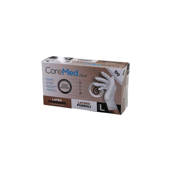COREMED BİMEL L BEDEN PUDRALI MUAYENE ELDİVENİ 100LÜ GO53/02943 ürün görseli 1