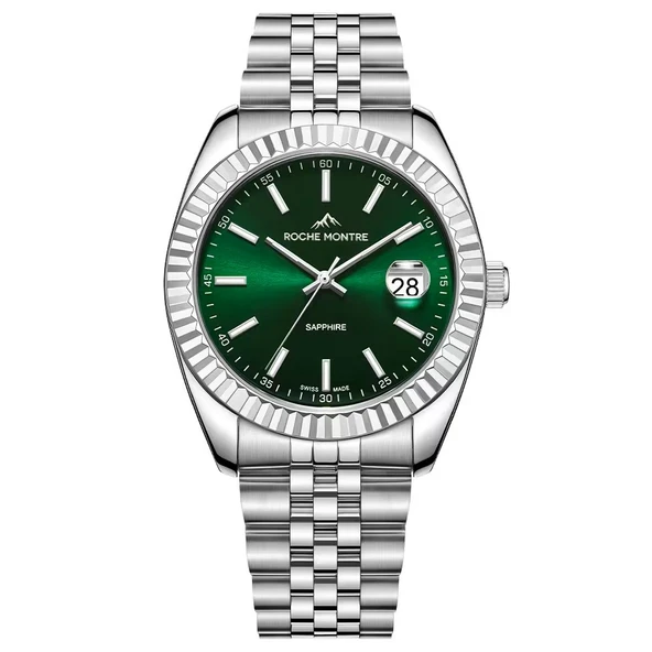 ROCHE MONTRE RMG6009-03 SWISS MADE SAFİR CAM YEŞİL KADRAN ÇELİK ERKEK KOL SAATİ ürün görseli 1