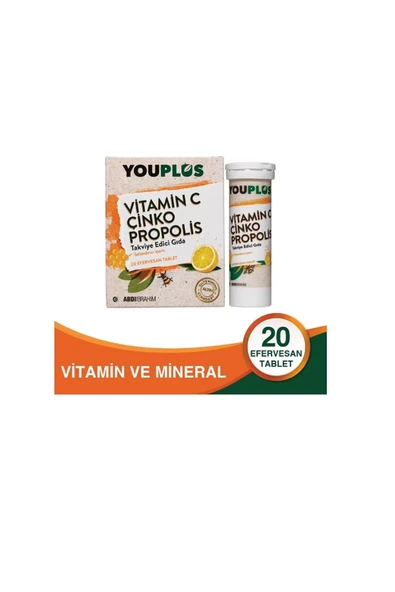 Youplus Vitamin C Çinko Propolis 20 Efervesan Tablet ürün görseli 1
