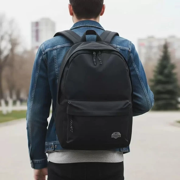 Elegance Siyah Unisex Günlük Okul Seyahat Sırt Çantası ürün görseli 1