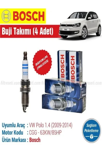 CGG VW Polo 1.4 Uyumlu %100 Orijinal Bosch İridyum LPG Buji Takımı Motor No: CGG 4 ADET ürün görseli 1