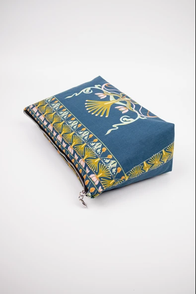 Portföy Çanta 35x20 cm Çiçek Desenli Poplin Fermuarlı Clutch ürün görseli 1