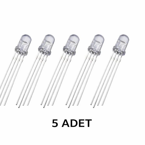 5 Adet 4 Pin 5mm Multicolor Rgb Led Ortak Anot  Led Diyot Işık La ürün görseli 1