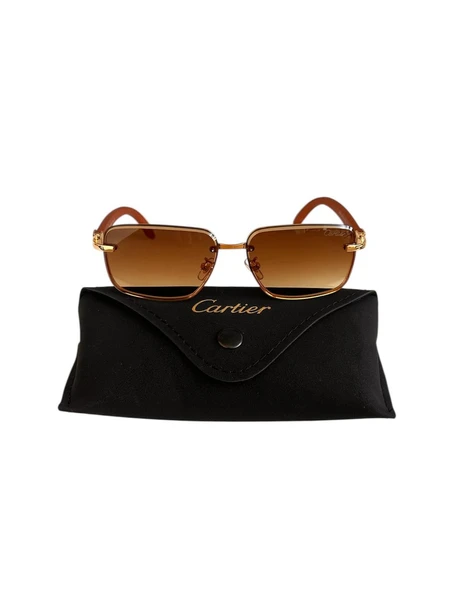 CARTİER UNISEX GÜNEŞ GÖZLÜĞÜ AHŞAP MODEL KULP GÜNEŞ GÖZLÜĞÜ ürün görseli 1