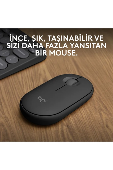 910-007015 M350S Pebble 2 Siyah Bluetooth Optik Mouse - Resim 3