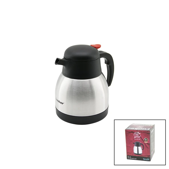 1LT  304 ÇELİK TERMOS INOX SERİSİ 12 SAAT SICAK - 24 SAAT SOĞUK ÇİFT CONTALI KAPAK CKR-2035 (5433) ürün görseli 1